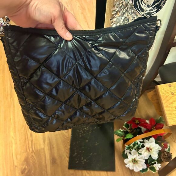 Handbags - NOBL Black Puffer Purse Black n White Strap